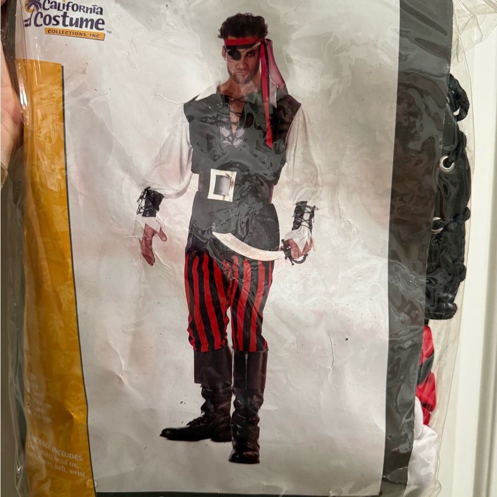 California Costumes Pirate Costume with Red and Black Stripes